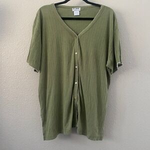 Vintage Green Cardigan Large Cottagecore Fairycore Goblincore Cotton Blend Retro